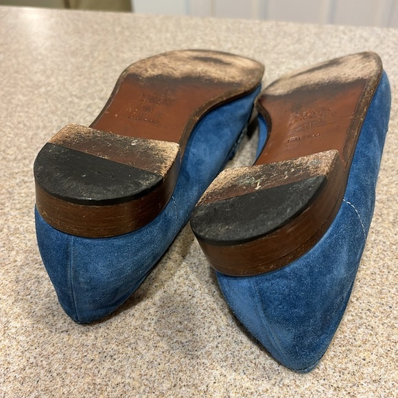 Prada Women’s Peacock Blue Suede Loafers - Picture 3 of 7